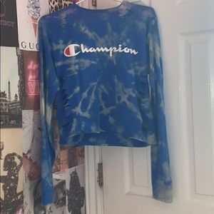 Cropped Distressed acid wash Champion long sleeve